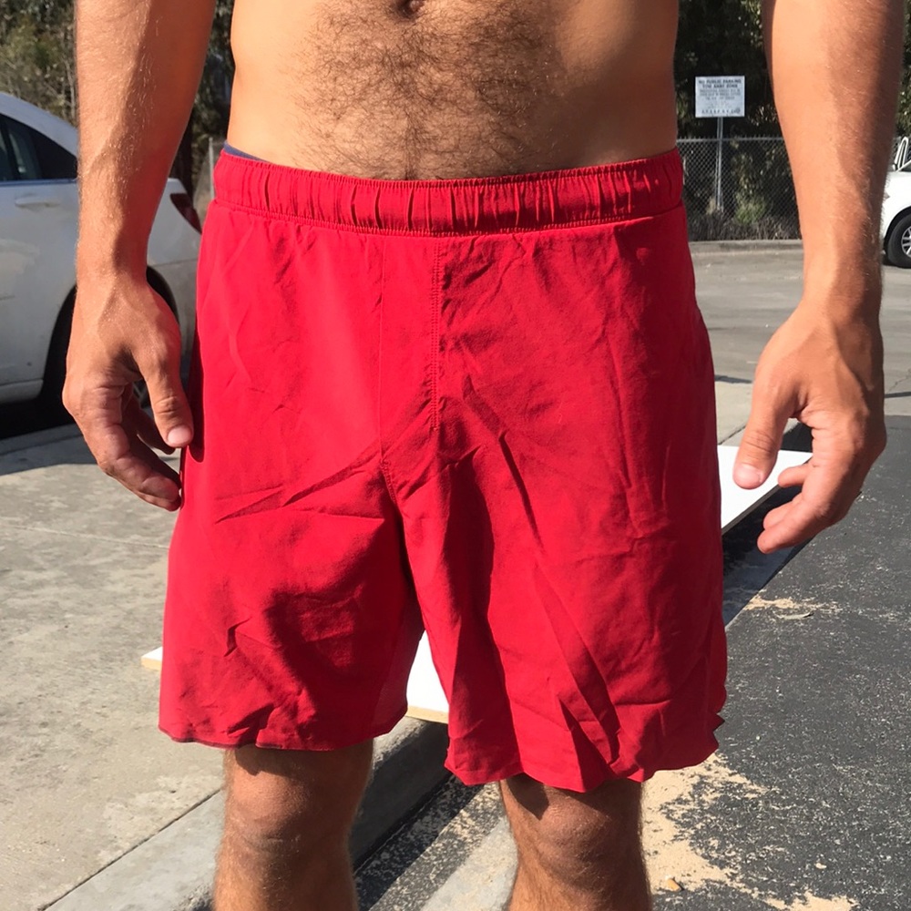 Red lululemon shorts